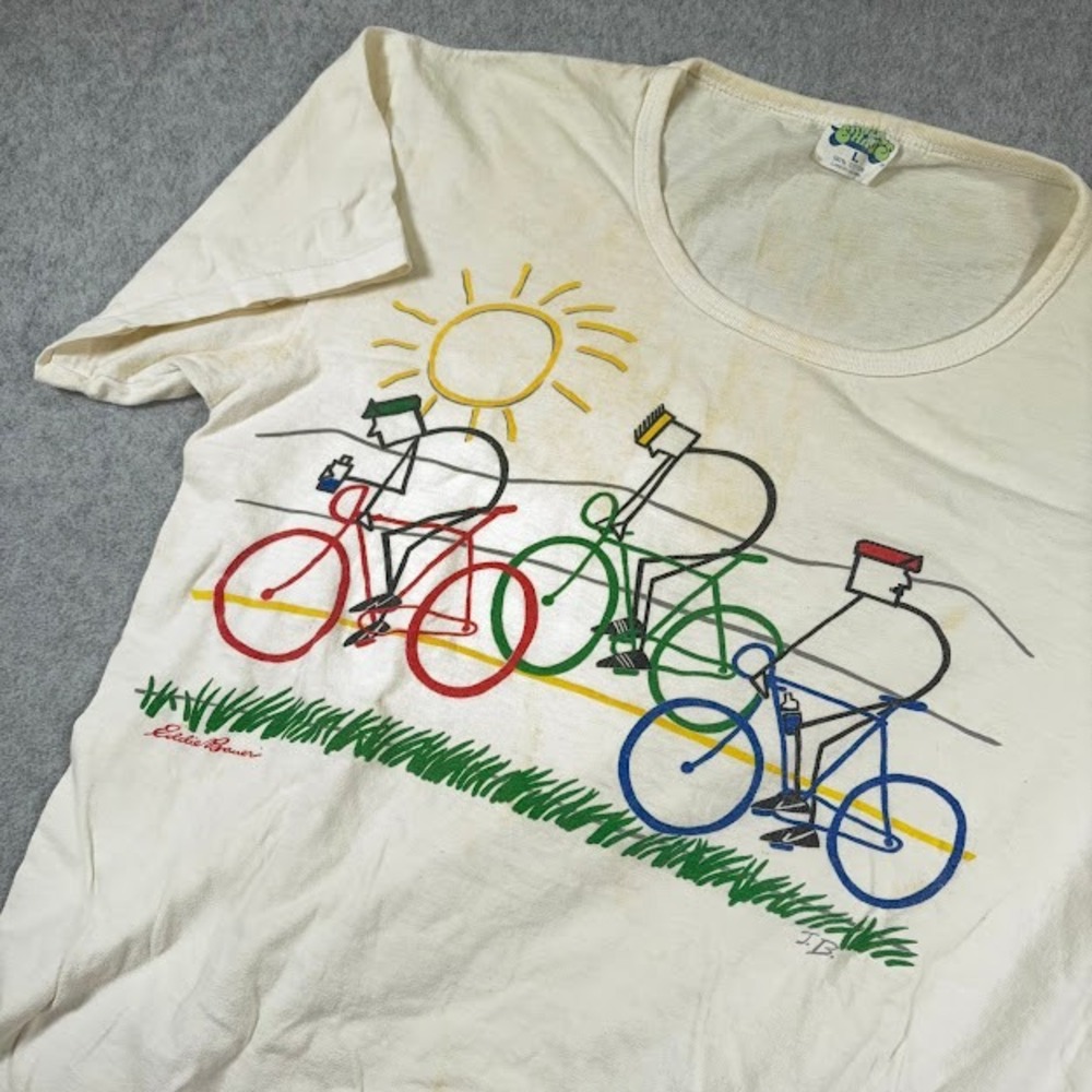VTG Super Shirts Graphic T Shirt Womens Large‎ Cyclists Distressed  70's